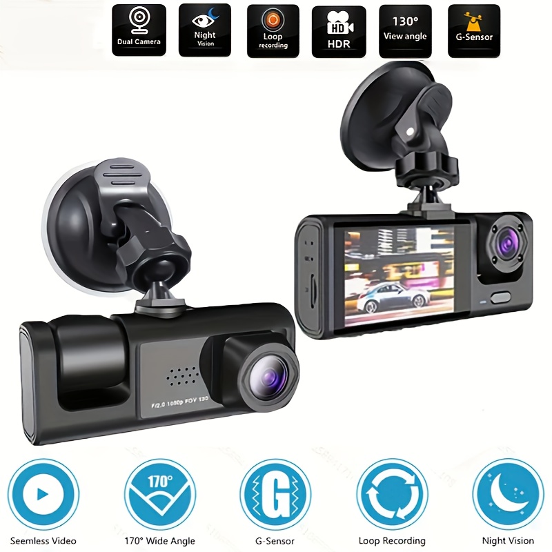 Dash Camera Front And Inside 3.16inchdash Cam 1080p G Sensor - Temu