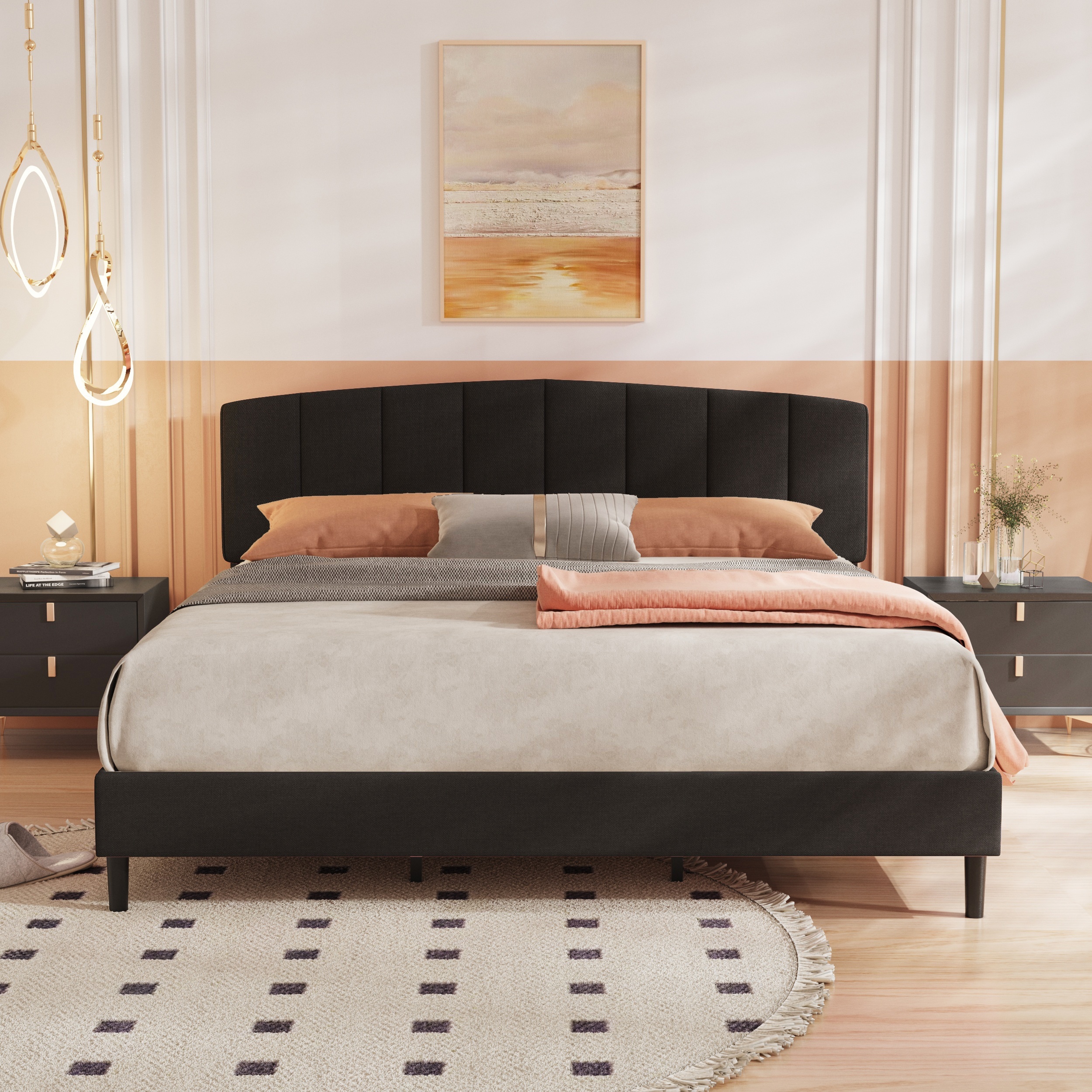 Base de cama plegable resistente para colchón de metal, listón de  plataforma de metal, no necesita somier, fácil montaje, sin ruido, color  negro