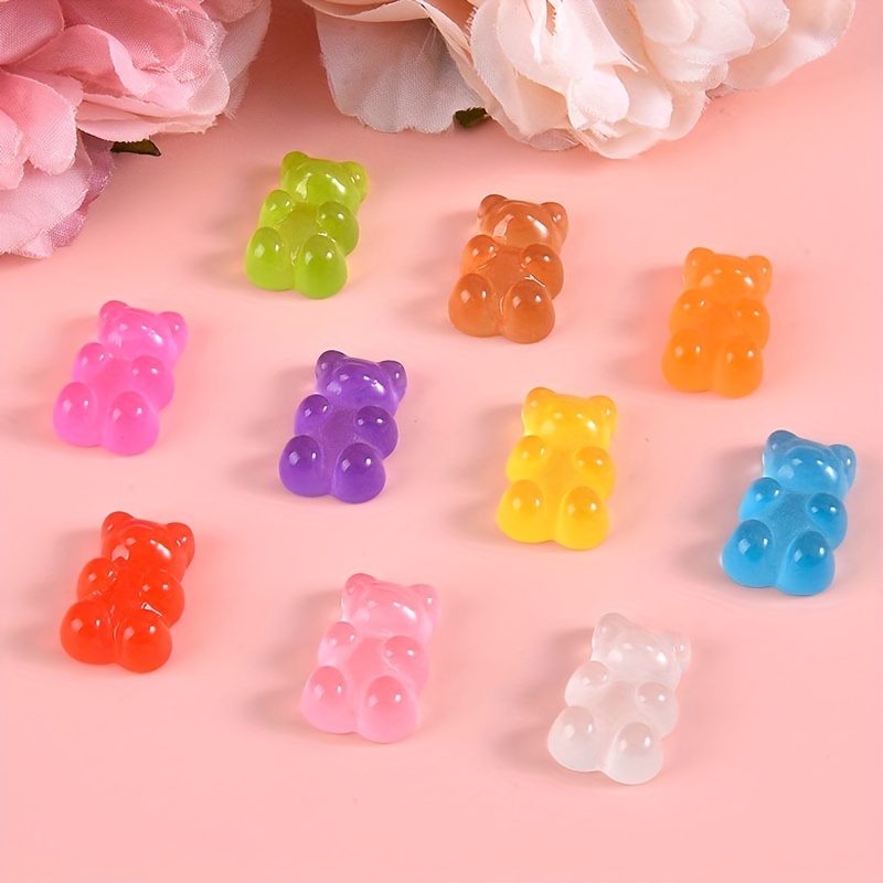 Pastel Gummy Bear Beads - 18mm Pastel Opaque Fake Gummy Bears with Hol