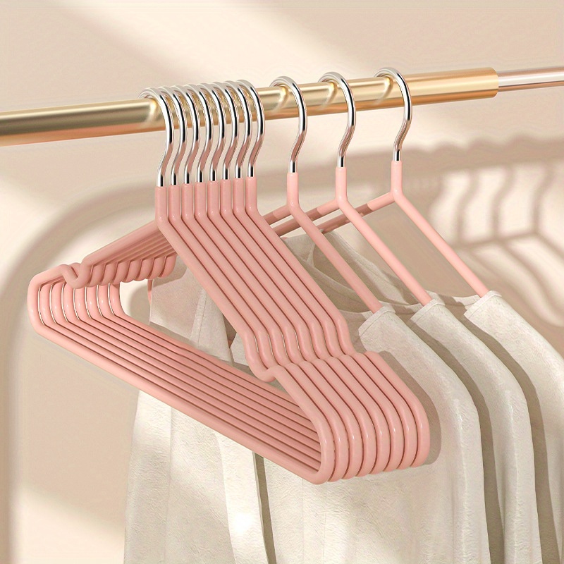 10pcs Anti-slip Clothes Hangers 38cm Plastic Coated Wire Clothes Drying  Rack, Clothes Support, Clothes Hanging, Without Trace, Suitable For Clothes  Shop, Household