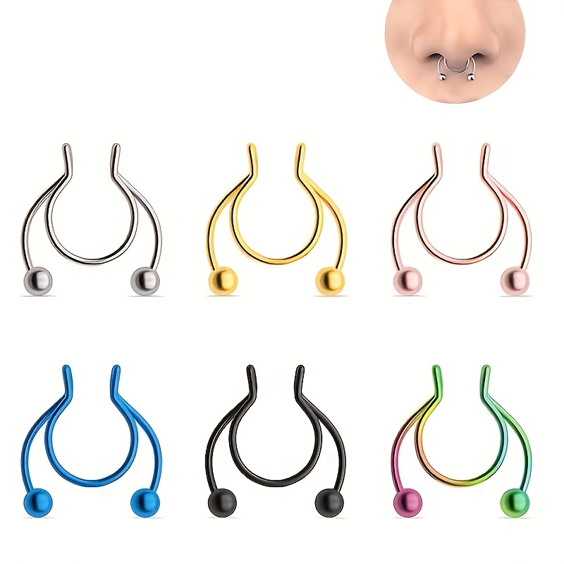 MODRSA Faux Septum Piercing Fake Septum Nose Hoop Rings Stainless