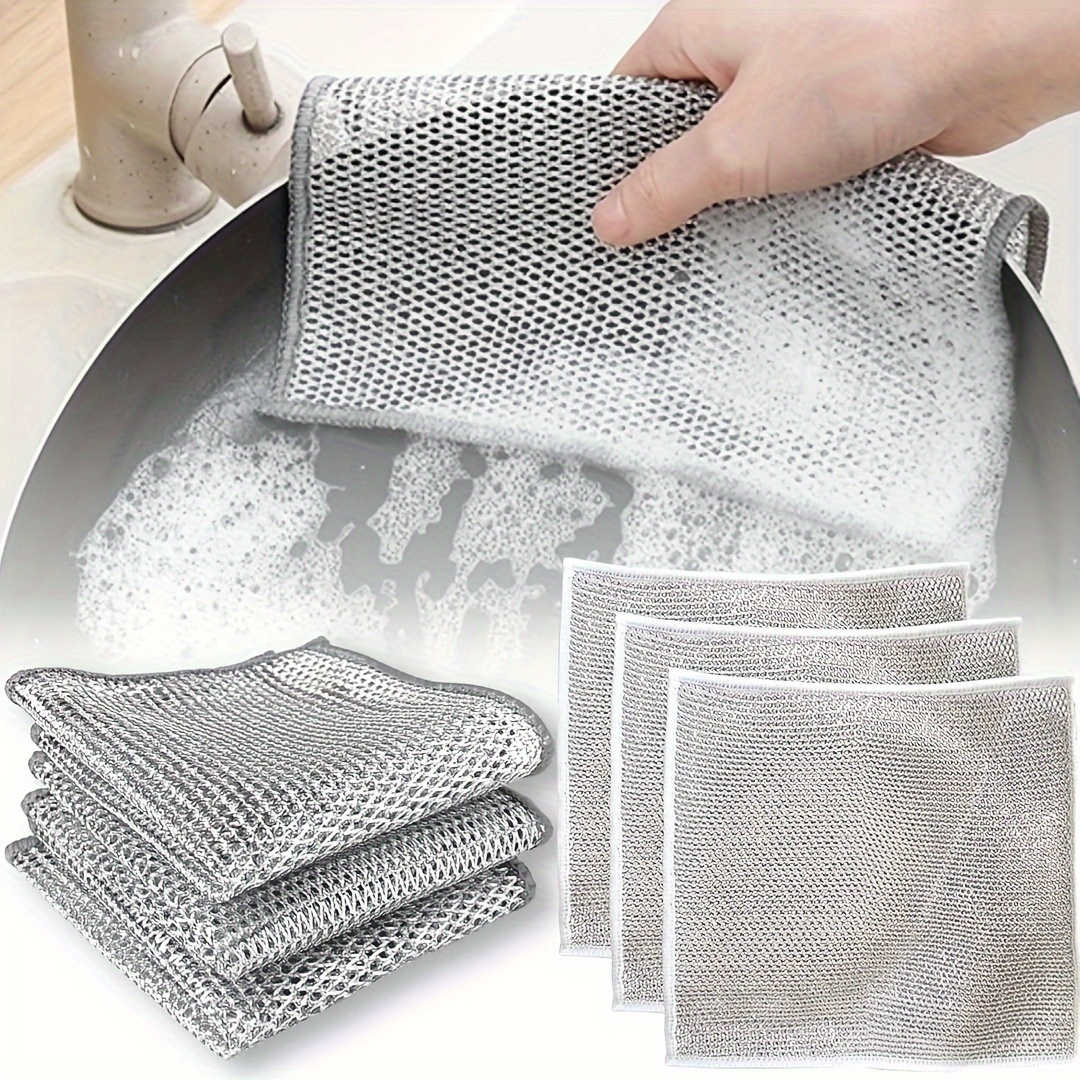 Lot de 10/20 chiffons de vaisselle polyvalents en fil métallique pour  nettoyage humide et sec, réutilisables, torchons à vaisselle, chiffons non