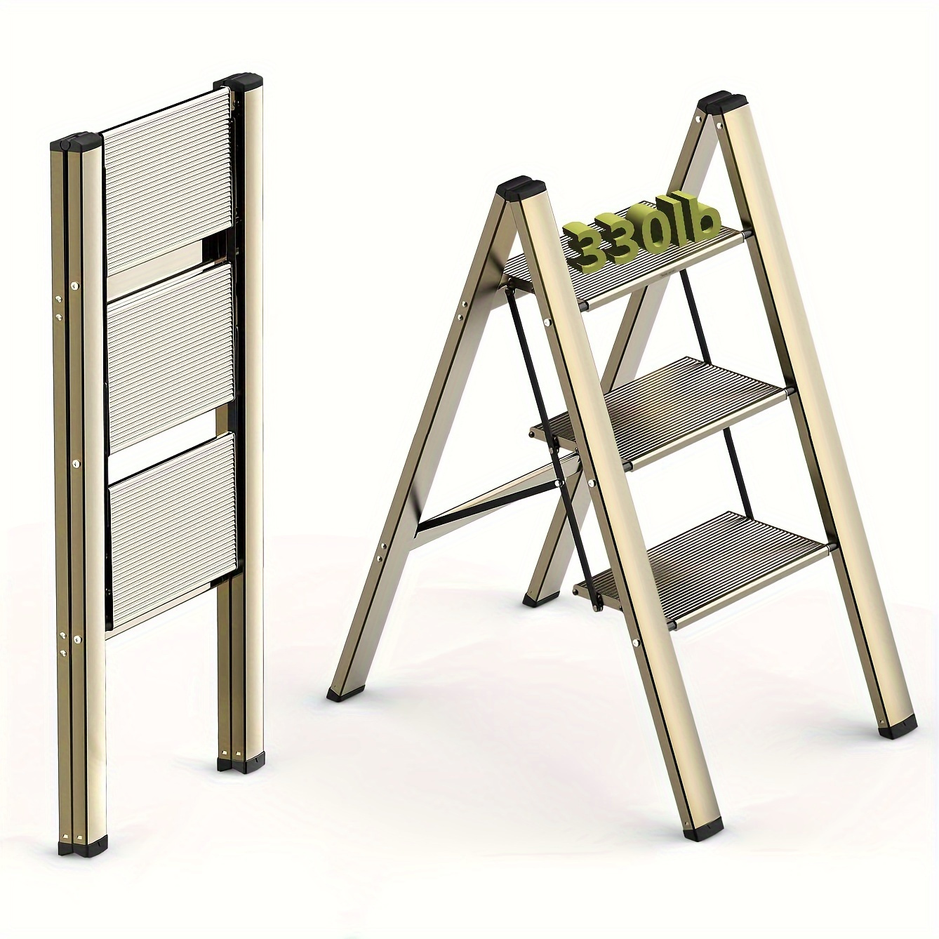 Escalera para el hogar, pequeña escalera de espiga portátil de tres  escalones, plegable, multifuncional, aleación de aluminio gruesa, soporte  de