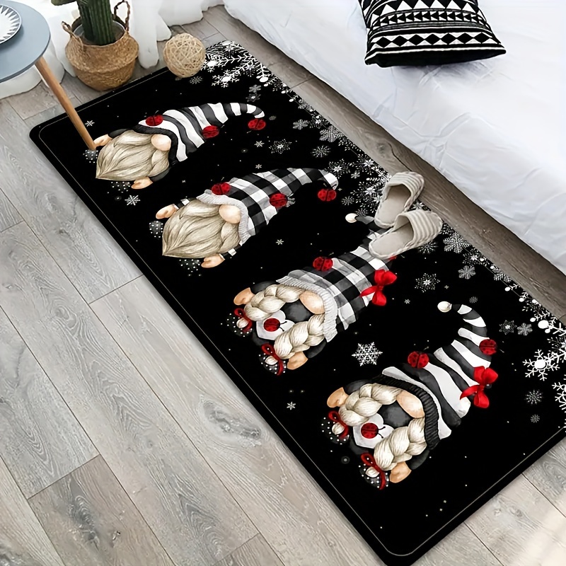 Winter Snow Gnomes Pattern Area Rug Winter Snowflake Gnome - Temu