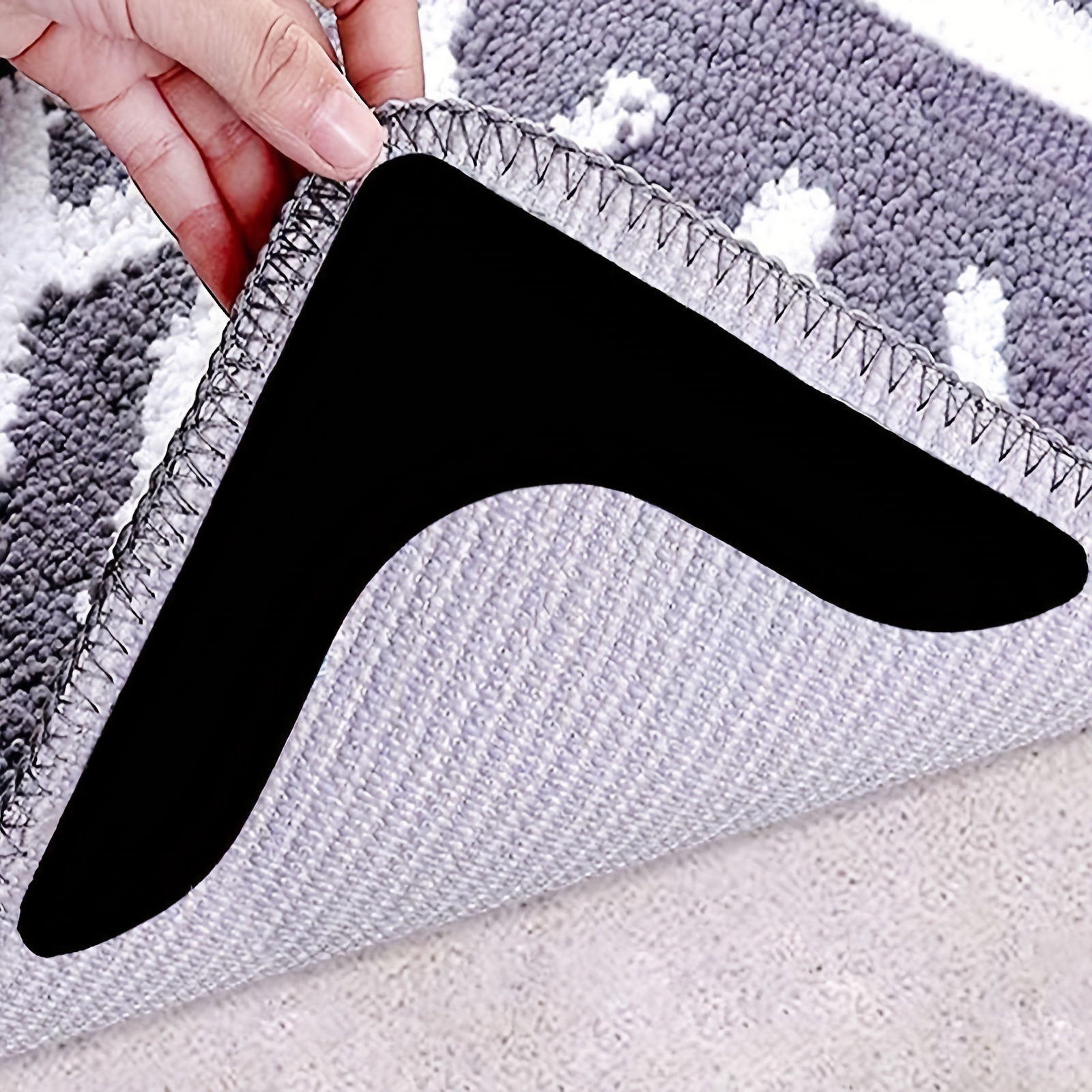 4Pcs8pcs/set Triangle Washable Reusable Rug Gripper Anti-skid Rubber Mat  Non Slip Patch Tape for Tile Floors Carpets Corners Pad