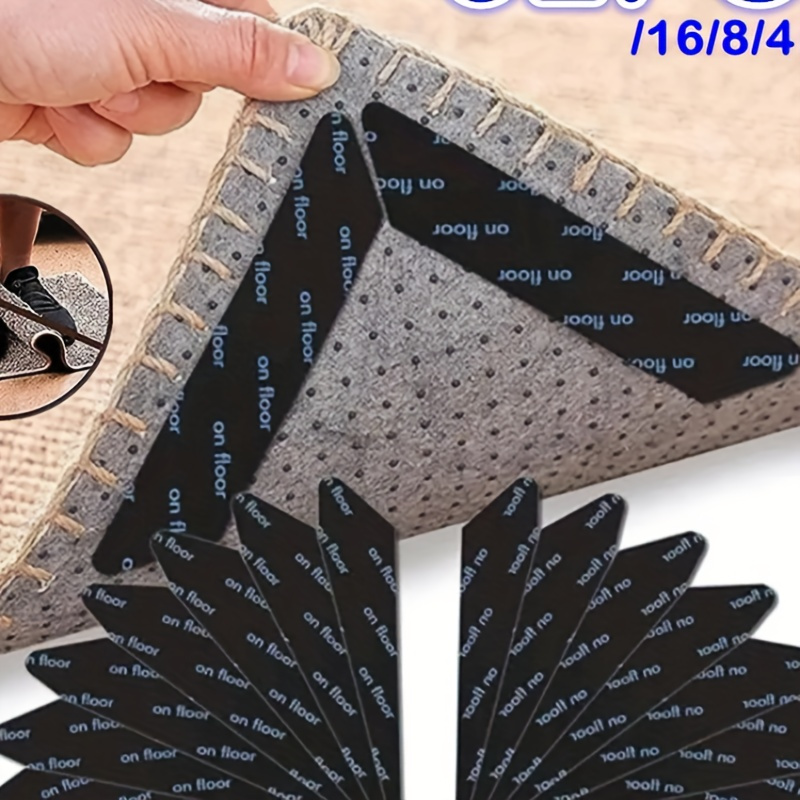 4pcs/set Triangle Shaped Rubber & Pu Carpet Anti-slip Pad, Fixing Holder