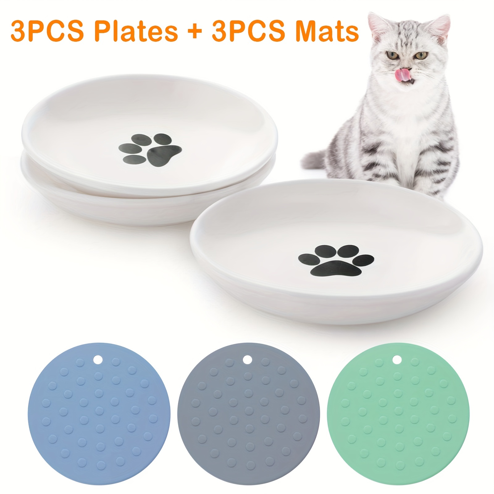 Dog Bowls, Cat Food and Water Bowls Stainless Steel, Double Pet Feeder Bowls  with No Spill Non-Skid Silicone Mat, Dog Dishes for Small Medium Dogs Cats  Puppies, Set of 2 Bowls S-6oz,Bone