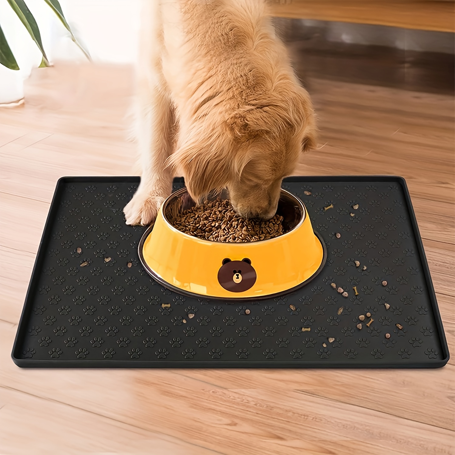 1 Sheet Silicone Waterproof Non-slip Raised Edge Pet Feeding Mat, Pet Bowl  Mat, Anti-dirty Splash Flooring, Plate Mat For Small, Medium And Large Pets