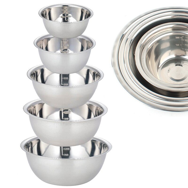 3pcs/Set, Large Kitchen Bowls With Measuring Scale, Stainless Steel Soup  Bowls, Ramen Bowls, Salad Bowl, Single Layer Mixing Bowls, Prep Bowls For  Mea