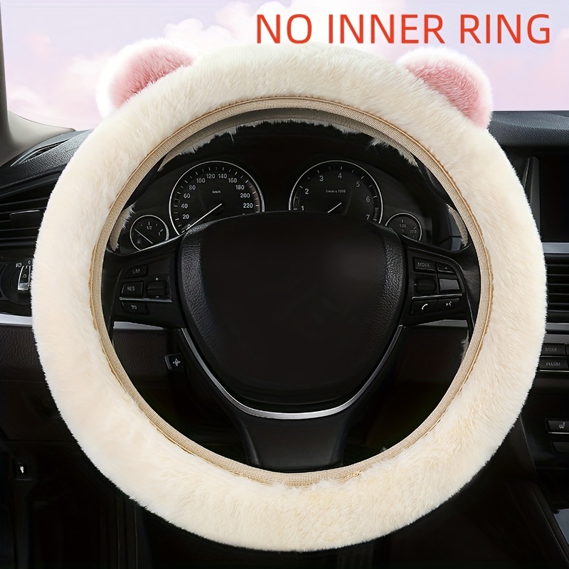 1pc Rabbit & Letter Graphic Fabric Car Steering Wheel Cover