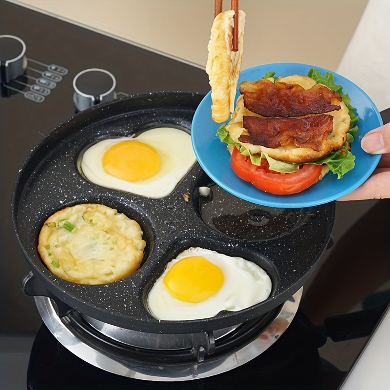 1pc, Square Frying Pan (8.46''), Non-Stick Cast Iron Fried Egg Pan, 3  Section Pancake Pan, For Gas Stove Top And Induction Cooker, Kitchen  Utensils, K