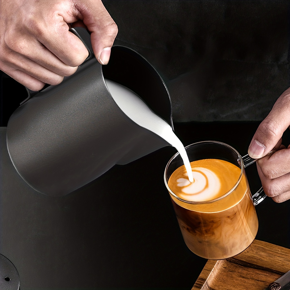 Stainless Steel Milk Frother Cup - Espresso Steaming Pitchers Coffee Foam  Making Pitcher Latte Art Froth Cup Steaming Jug Cappuccino Hot Chocolate 20