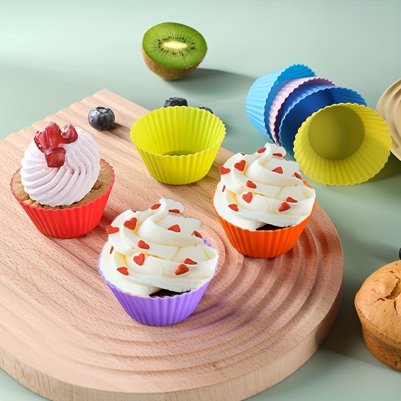 Silicone Cupcake Molds, 24Pcs Mini Flower Shape Silicone Baking Cups  Cupcake Liners Reusable Muffin Cup Cake Pan for Cake Chocolate