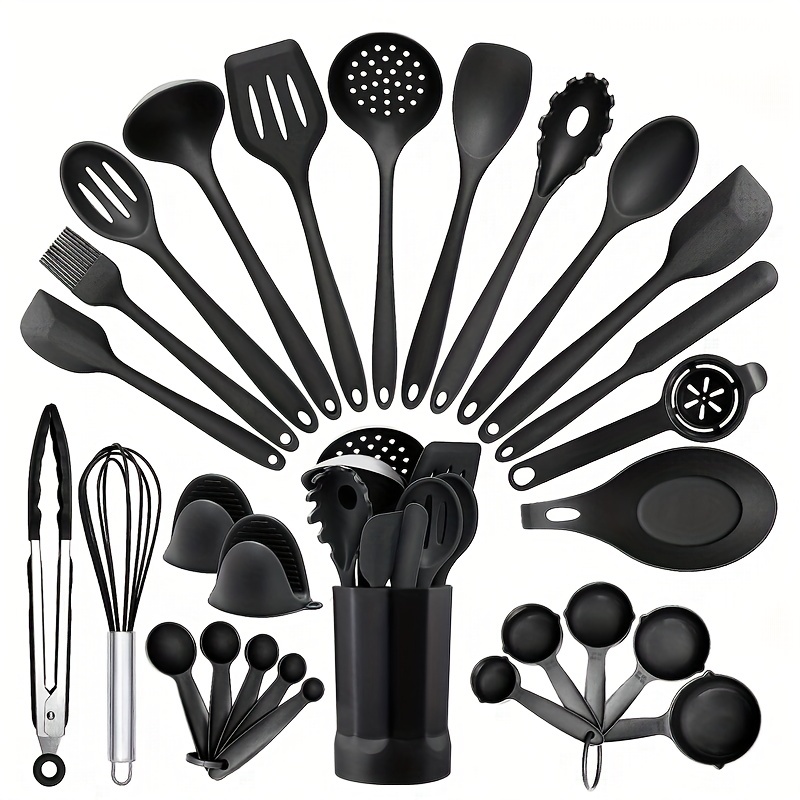 19Pcs White Silicone Kitchenware Set Pot Shovel Soup Spoon Knife