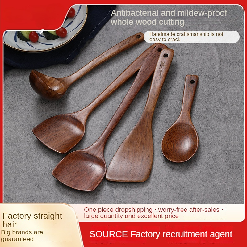 Dropship 6Pcs Cooking Utensil Bamboo Wooden Spoons Spatula Kitchen