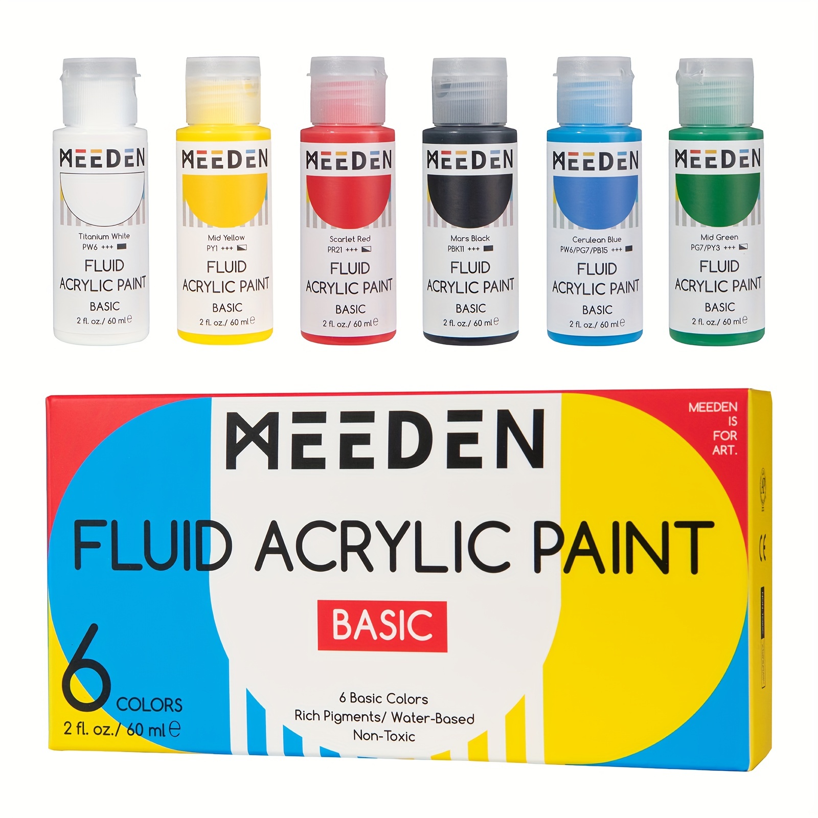 Acrylic Paint Set 24 Colors With 2 Canvases - Acrylic Paint Kit 2fl oz  Bottles, Rich Pigmented, Matte Finish and Smooth Application Professional