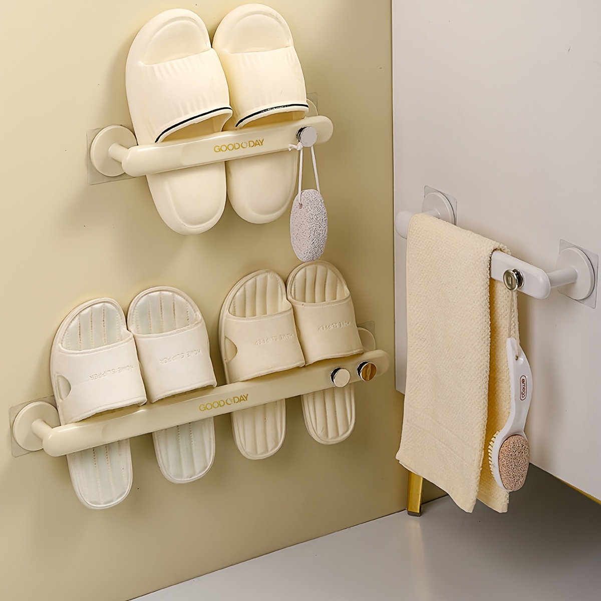 TureClos Bathroom Slipper Rack Wall Mounted Shoes Hanger Organizer