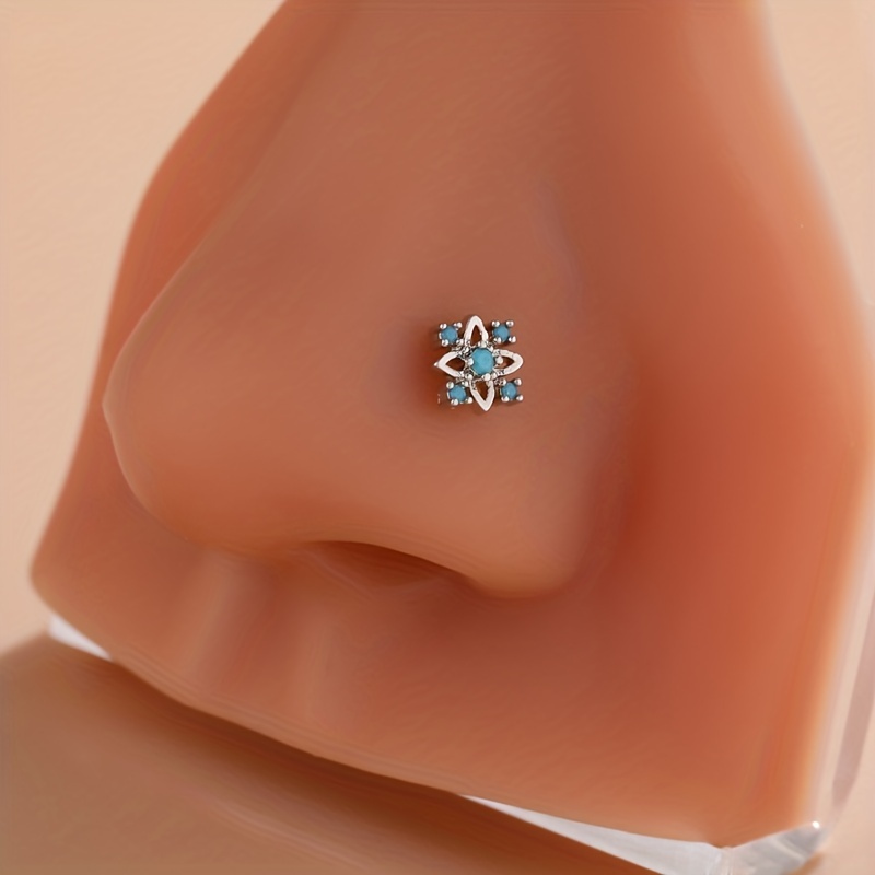 Blue stone diamond nose on sale pin