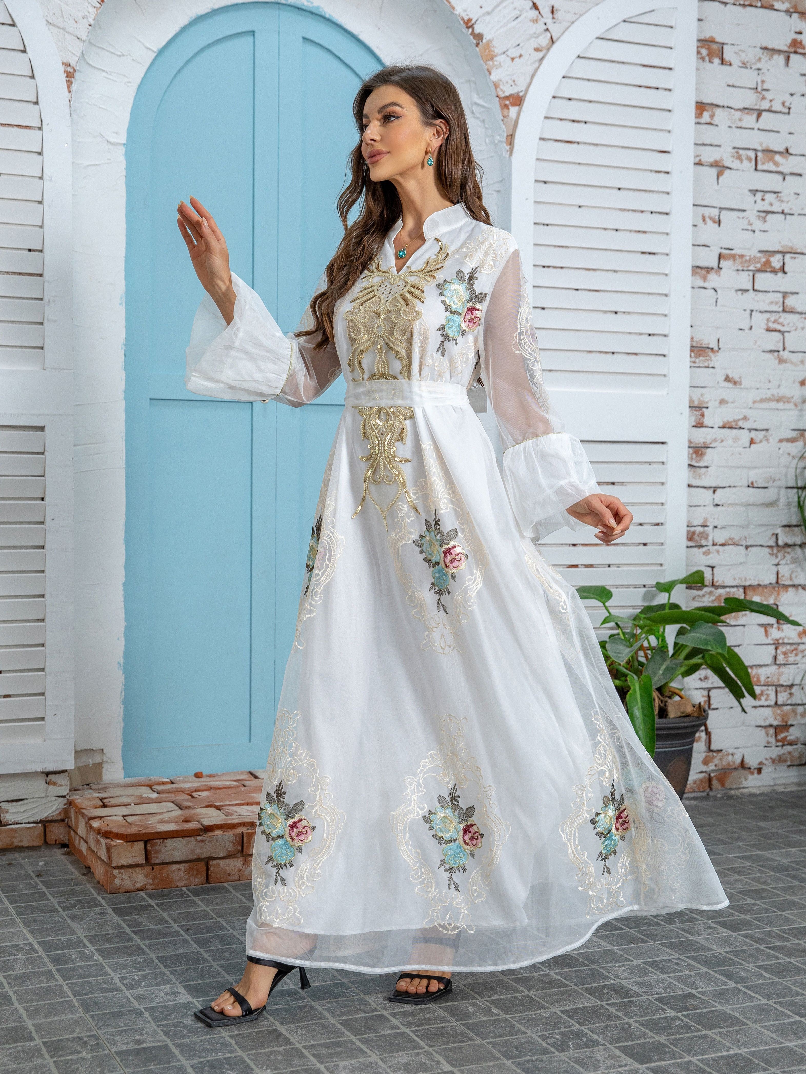 Elegant Mesh Ruffle Sleeve Maxi Dress Doble Layer Wedding - Temu Canada
