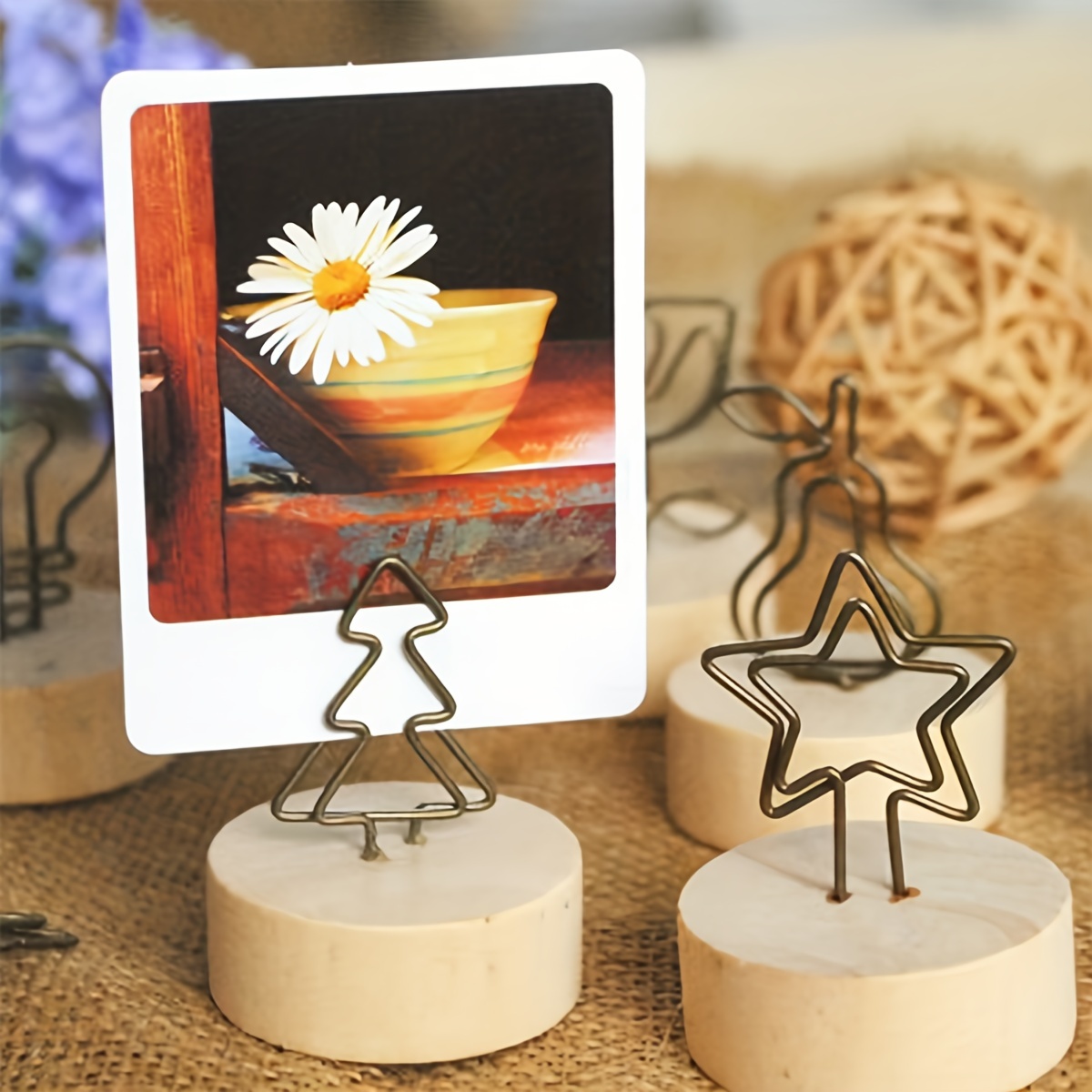 Wooden Photo Holder Picture Holder With Wire Metal Shape, 58% OFF
