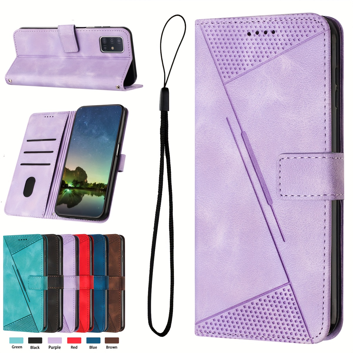 For Samsung Galaxy M54 5G, Fashion 3D Grid Wallet Flip Leather Stand Case  Cover