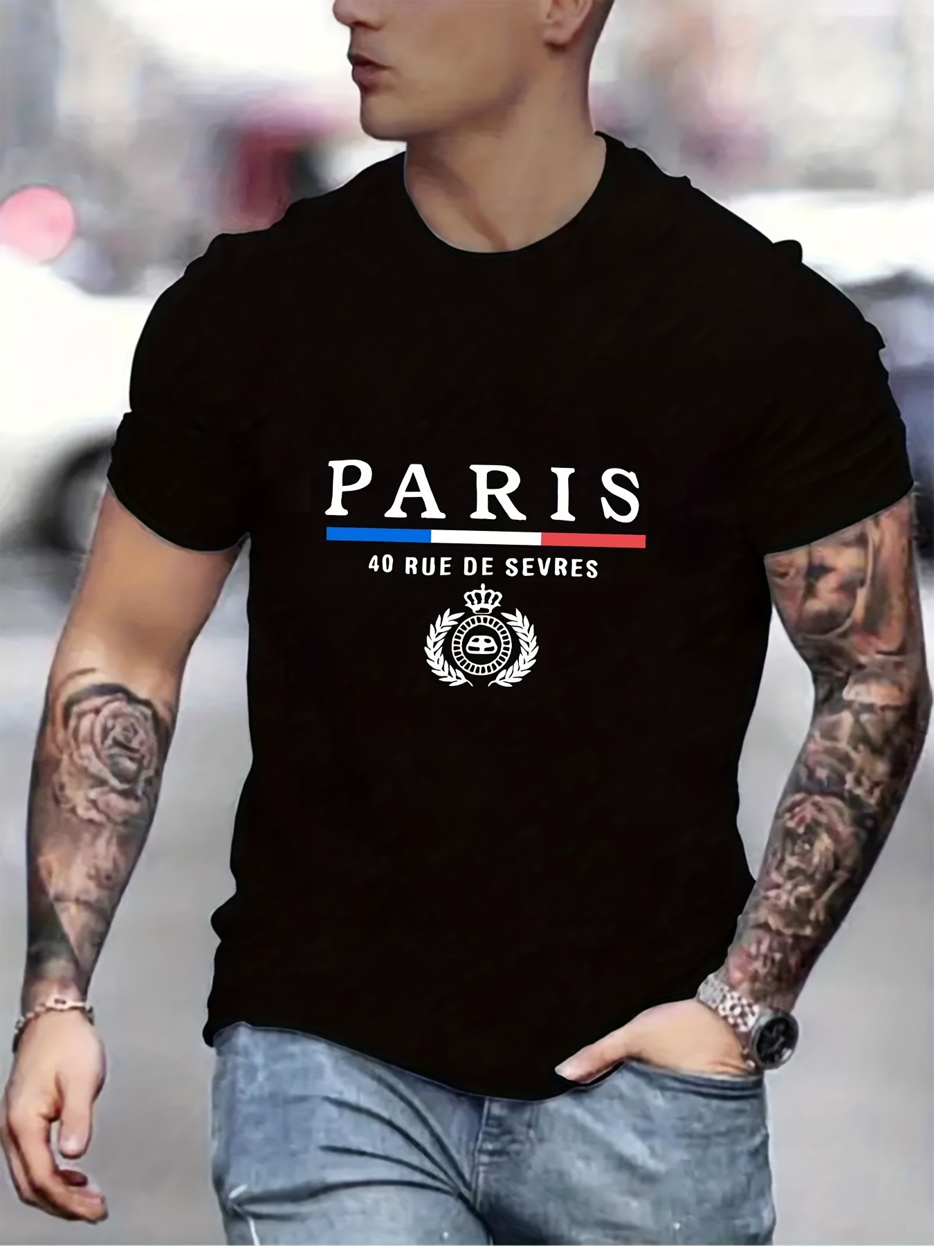  Paris Saint Germain - Camiseta de manga corta para hombre,  Negro - : Deportes y Actividades al Aire Libre