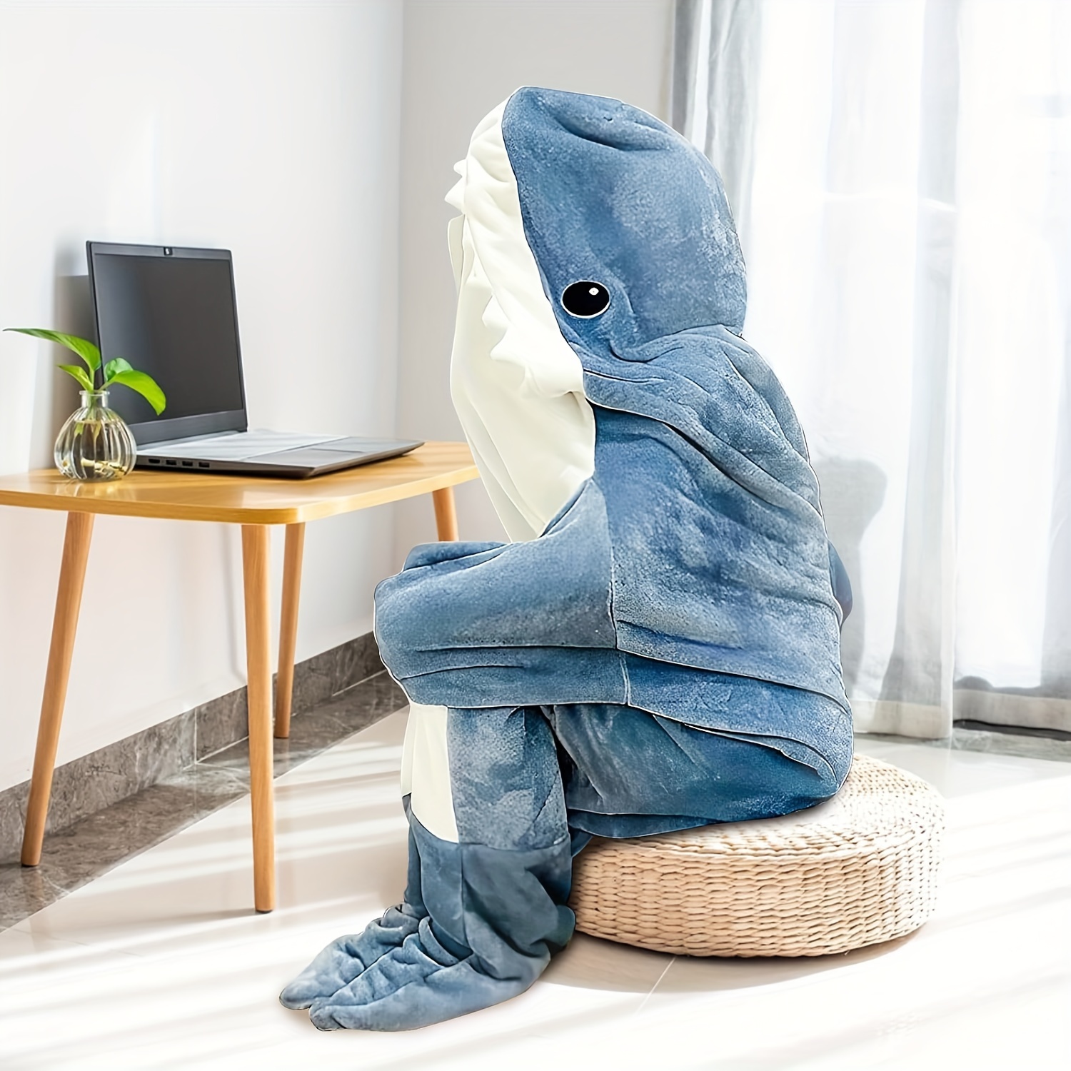 Manta de tiburón con capucha para adultos, manta de franela súper suave y  acogedora manta de tiburón con capucha (azul, S)