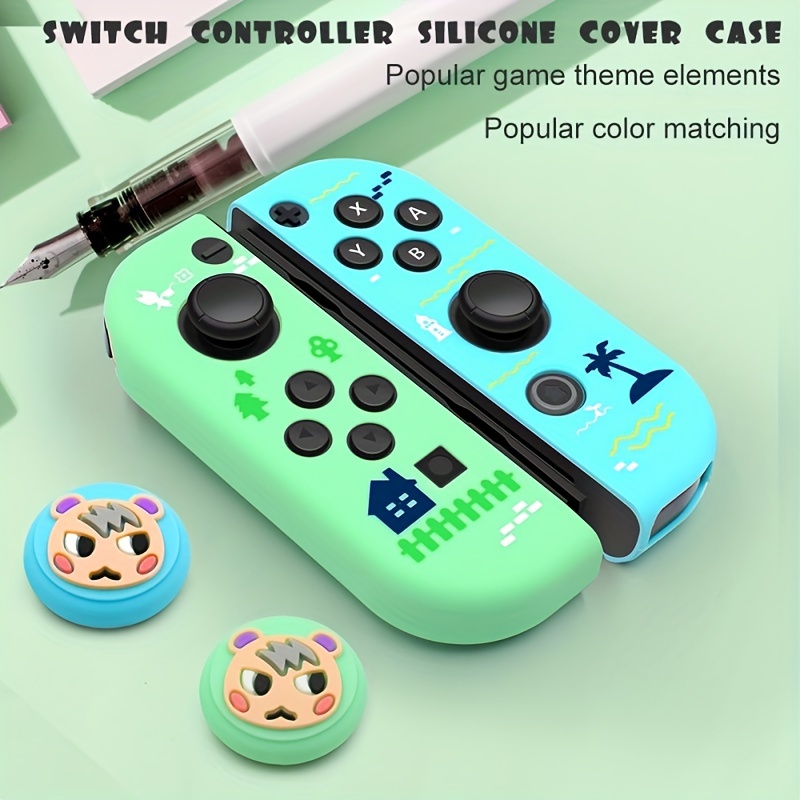 GeekShare Heart Button Caps Compatible with Nintendo Switch Only,PC Joystick  Cover,4PCS - Pink & Blue