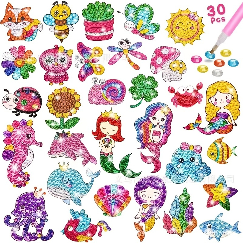 25pcs Diamond Drawing Kit For Kids Diamond Art Sticker Craft With