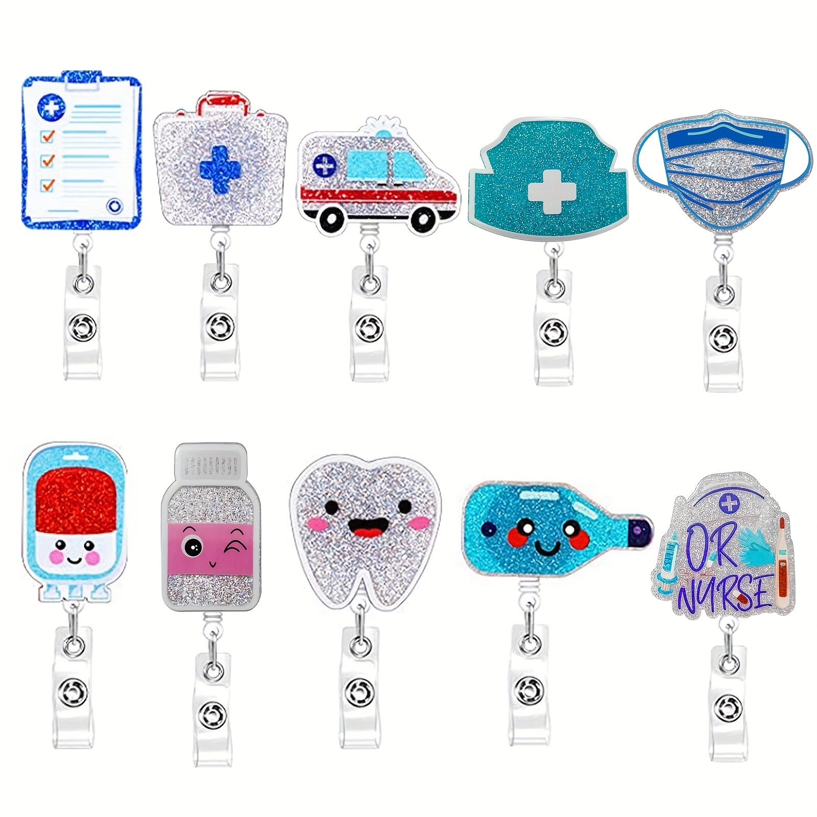 Creative Embroidery Badge Reels Cute Cartoon Cat Retractable Badge Reels  Chest Pocket Work Card ID/IC Card Holder