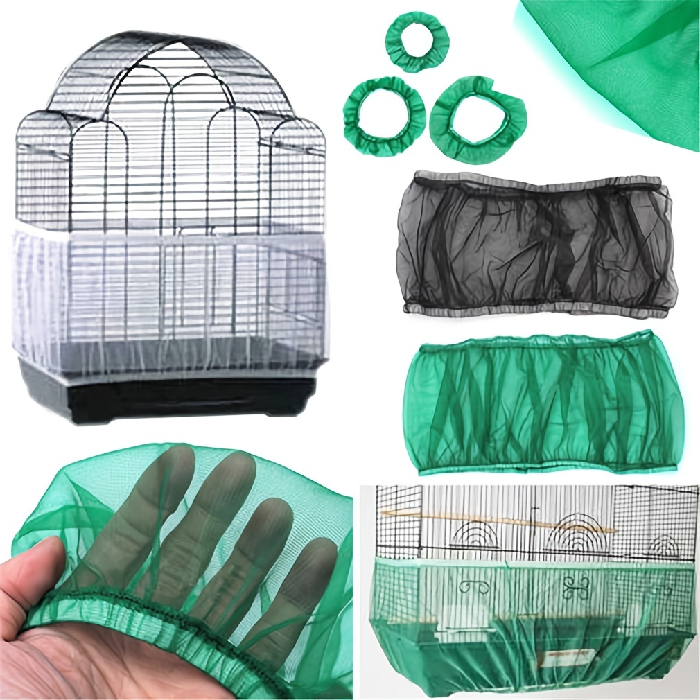 Falda de jaula para pájaros, atrapador de semillas de pájaros de malla,  cubierta de red aireada de jaula de pájaros, falda ventilada de nailon  suave