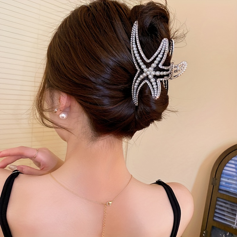 Crystal Hair Claw With Sweet Bow Knot Non slip Shark Claw - Temu