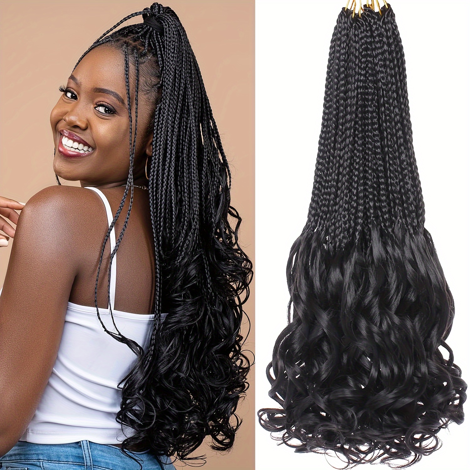 1Pack Looped Crochet Braids Box Braid Black Color 20Inch Long Synthetic  Braiding Hair Extensions 3S Crochet Braid Hair For Women Girls  24Strands/pack