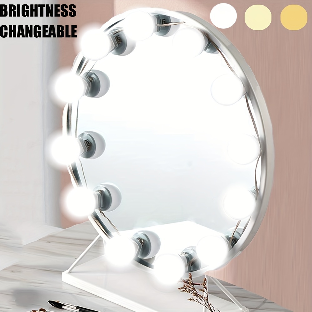 Espelho Led Maquiagem USB com Luzes Iluminadas 10 Lâmpadas 3 Modos de  Iluminação Espelho Cosmético Montado na Parede de Mesa (somente Luzes)