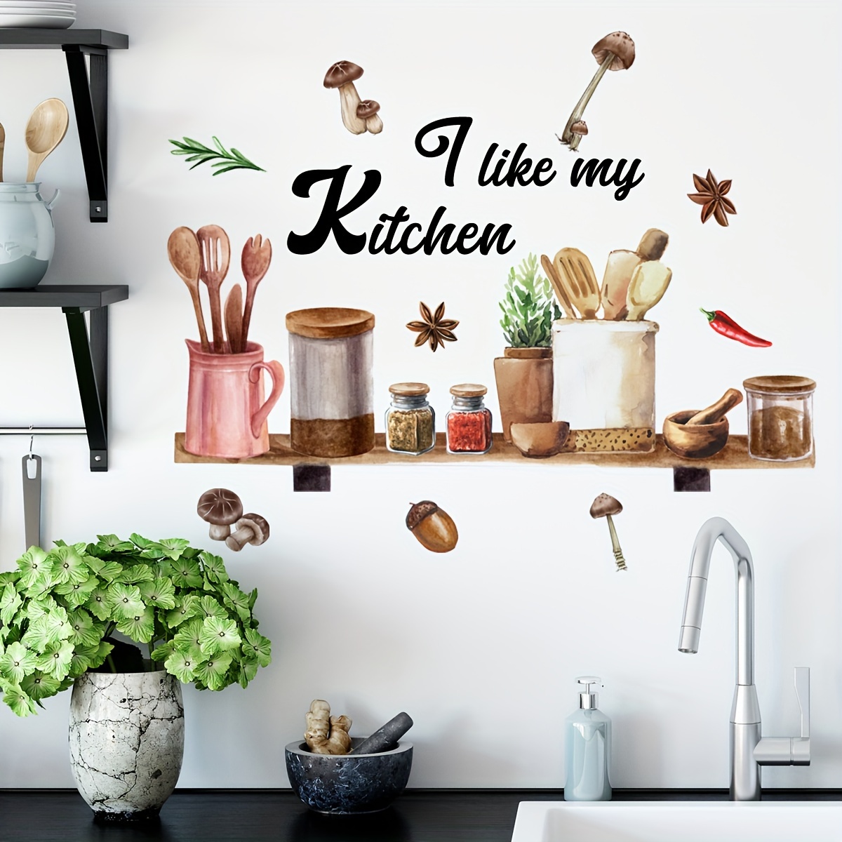 Comprar Etiqueta de la pared de la cocina de la sartén feliz de dibujos  animados para la decoración del armario del refrigerador de la cocina  calcomanías artísticas pegatinas removibles para el hogar