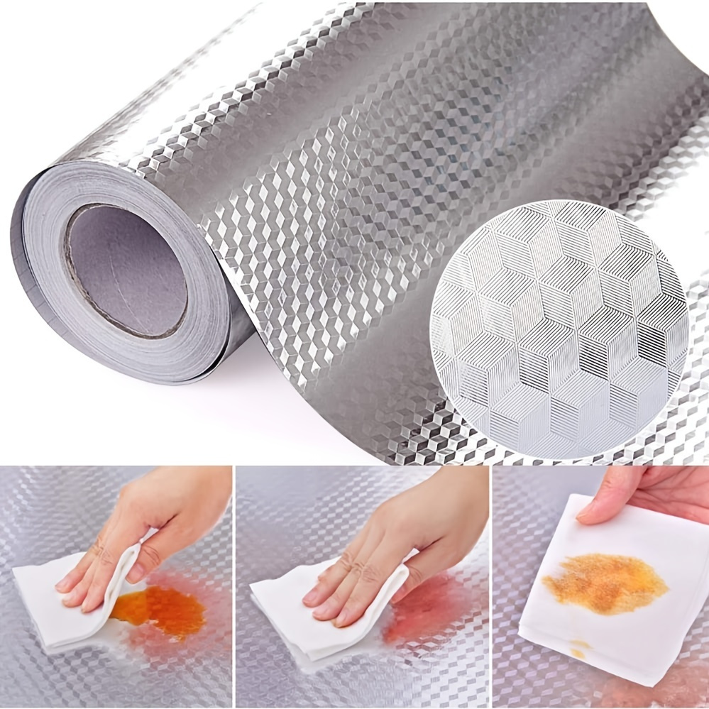  Rollo de papel de contacto de acero inoxidable – 2 piezas de  papel de aluminio autoadhesivo, a prueba de aceite, impermeable, protector  de papel tapiz decorativo para cocina, estufas de encimera, 