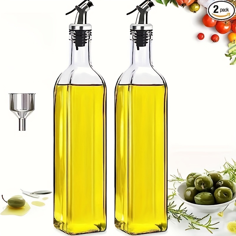  Botella dispensadora de aceite de oliva, botella dispensadora  de aceite de oliva, vinagre de aceite de cocina de vidrio moderno con  boquilla de acero inoxidable para fugas de cocina, botella dispensadora