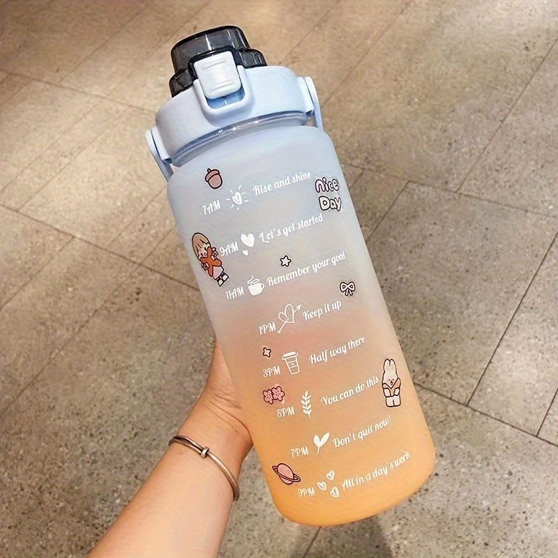 1300ml Cute Water Bottle with Strap for Girls Kawaii Tumbler with Straw for  Children Transparent Plastic Sport Juice Drinkware