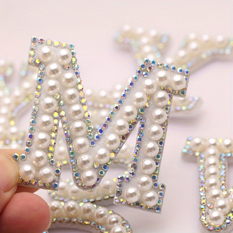 26 Piece Rhinestone Iron On Patch A-Z White Pearl Bling Rhinestone Letter  Patch Glitter Alphabet Applique Rhinestone Pearl English Letter for DIY  Craft Supplies (Colorful White) : : Home & Kitchen