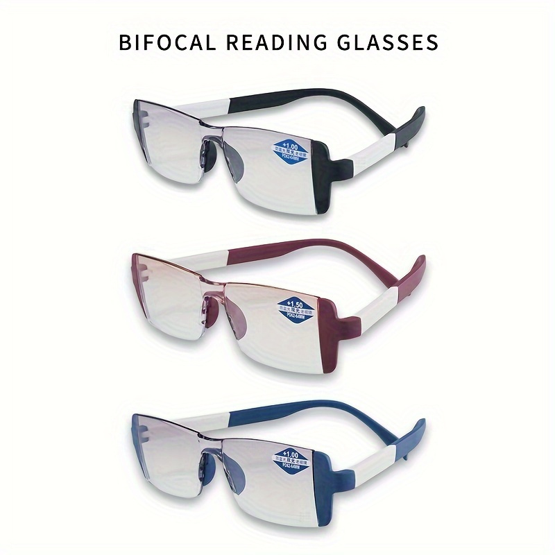 Men's Bifocal Glasses Far Near Magnification Glasses Square - Temu