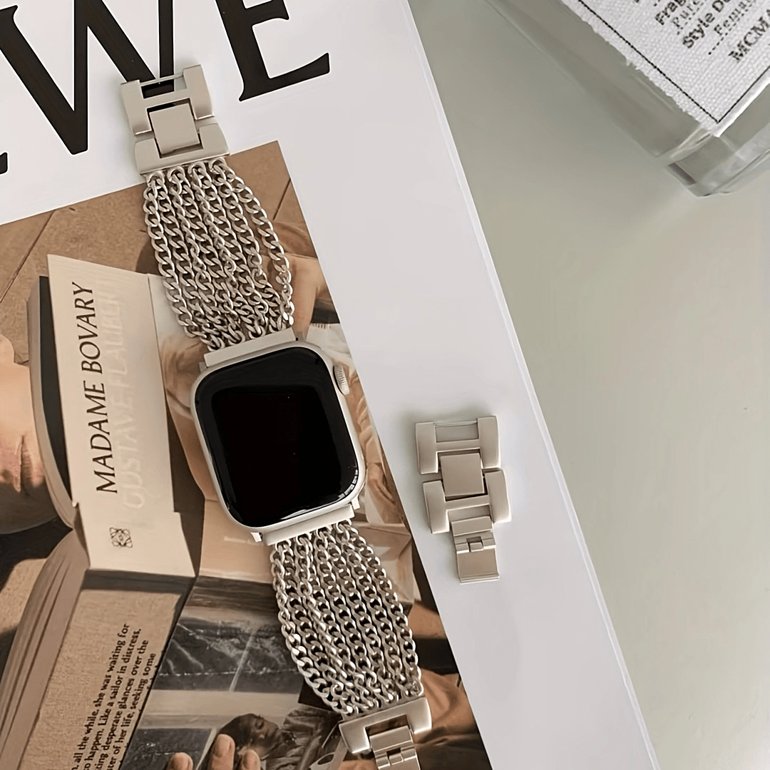 Custom Made Luxury Black M.C.M Leather Apple Watch Band for Apple Watch Series 8 7 6 SE 5 4 3 2 1 Apple Watch Ultra 40mm Black | CeliniDesign