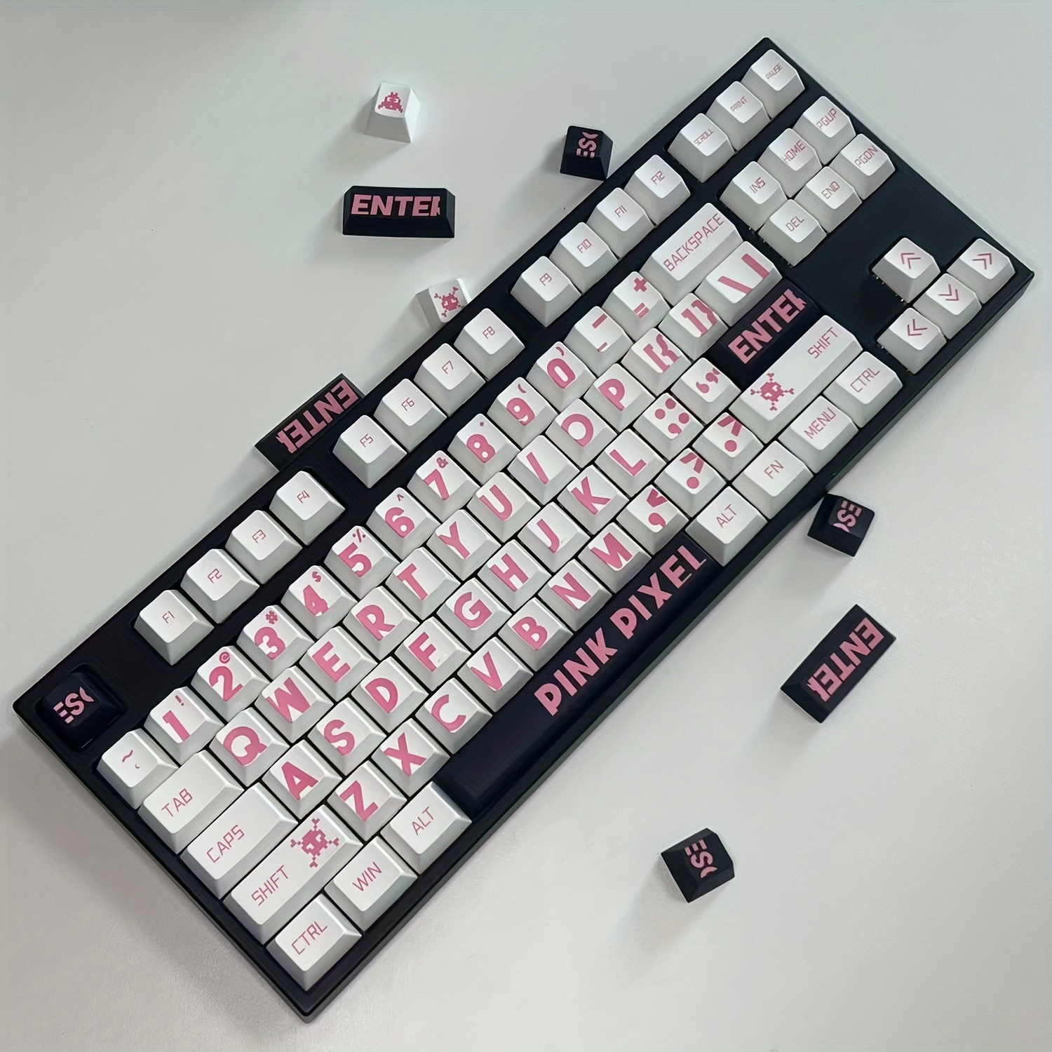 Akko PBT Keycaps Cool Gray Gradient Theme 132-Key Cherry Profile  Double-Shot Keyboard Keycap Set with MX Style Stem for Mechanical Keyboards