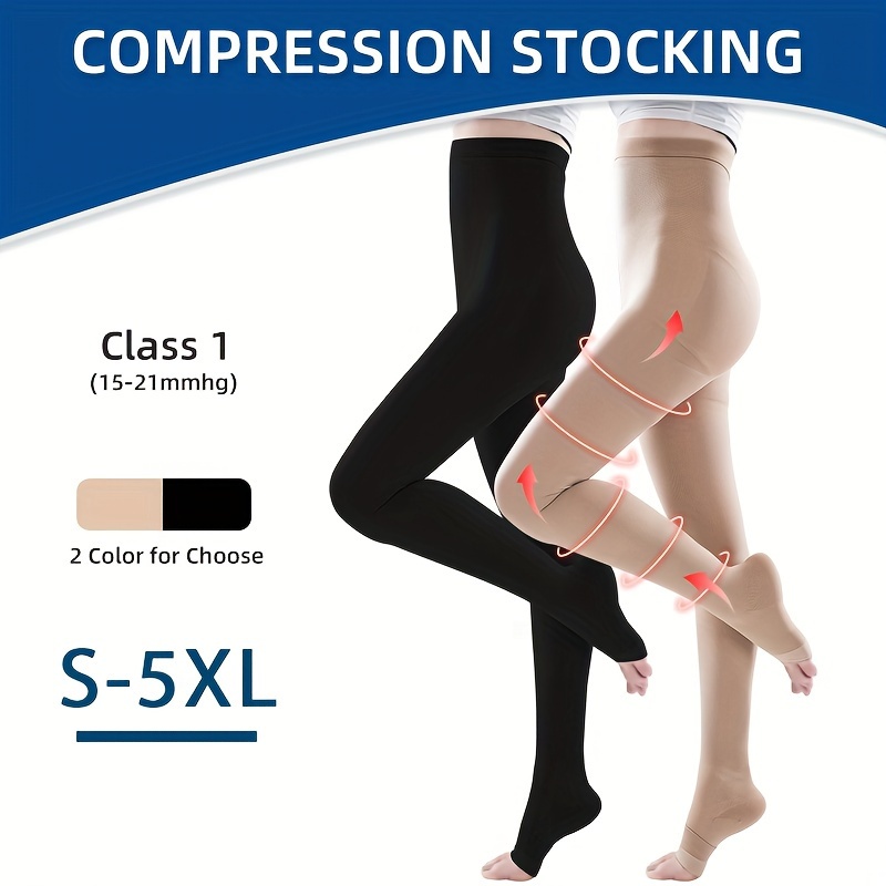 5XL Plus Size Compression Stockings for Women & Men Travel 20-30mmHg -  Black, 5XL