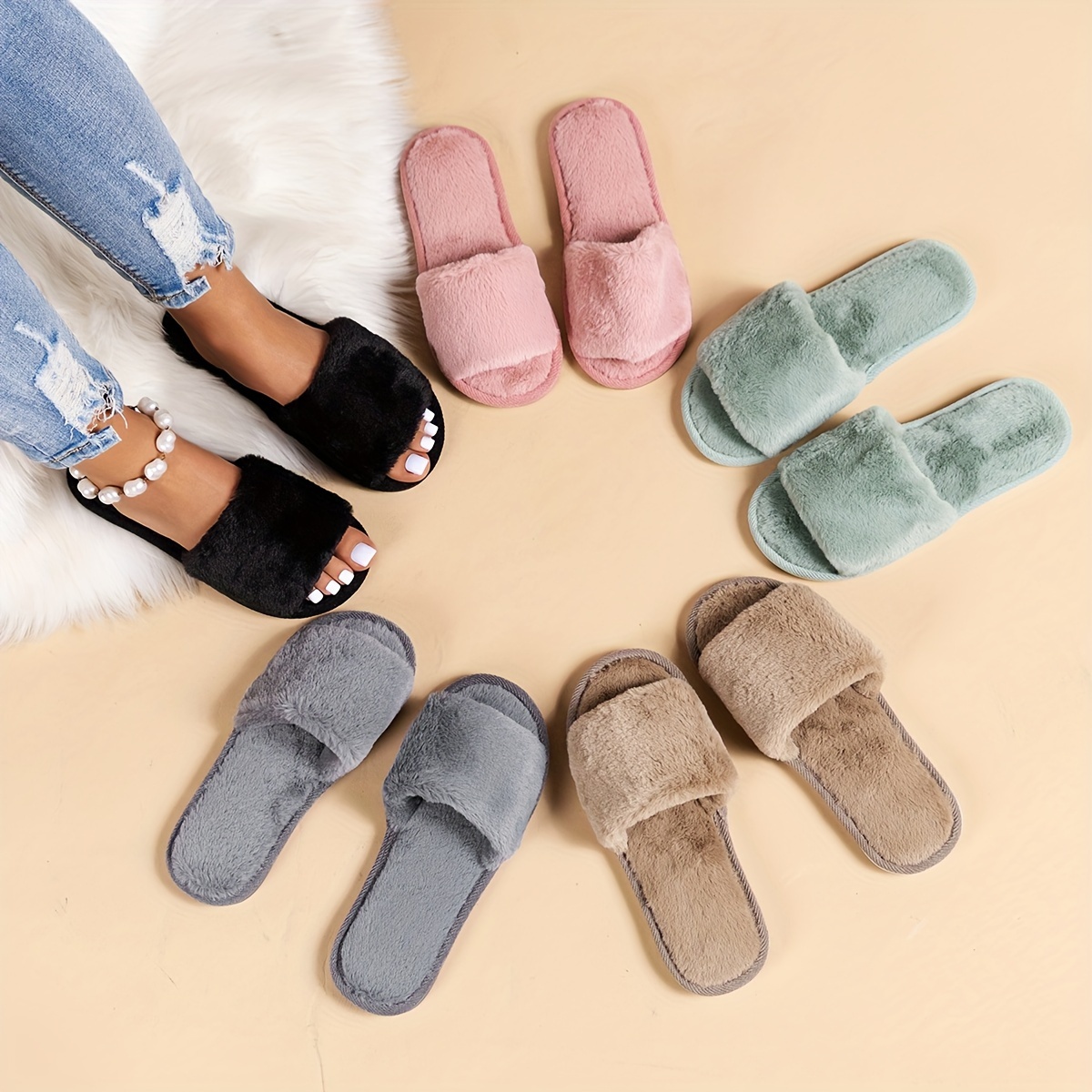 Women's open toe on sale slippers