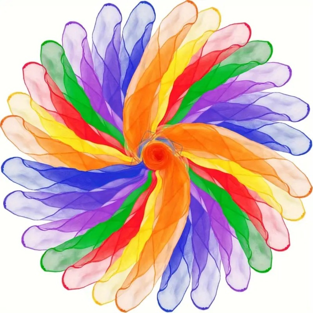Image of 30-pack 60cm X 60cm Stage Dance Silk Scarves | Chiffon Nylon Fabric For Performance & Practice, Assorted Colors, Elegant Style By Zree