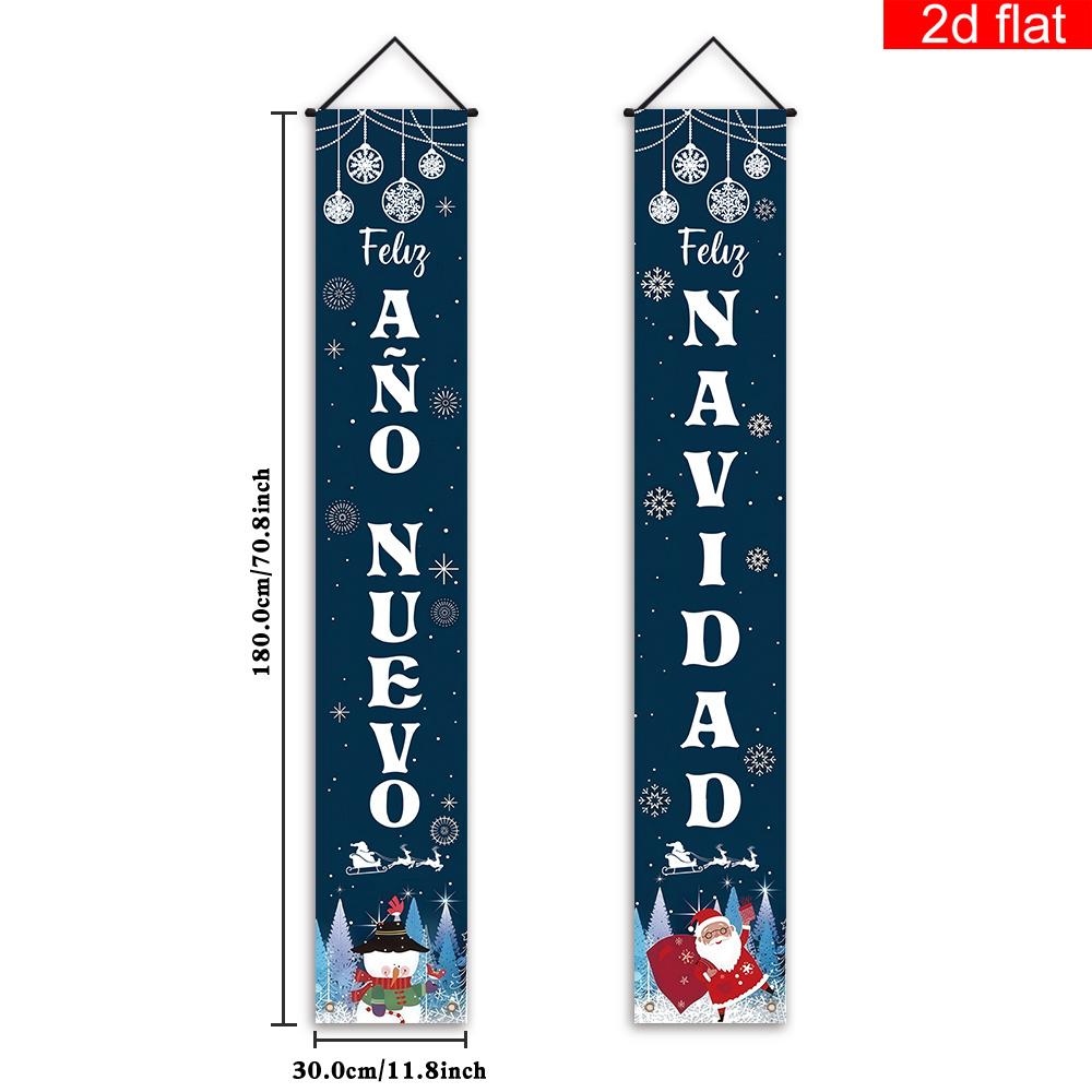 TEMU Pancarta 2D, pancarta 2D, 2 piezas, pancarta de porche con españolas de Navidad y , diseño con de y árbol de Navidad en tema y dorado, adecuada