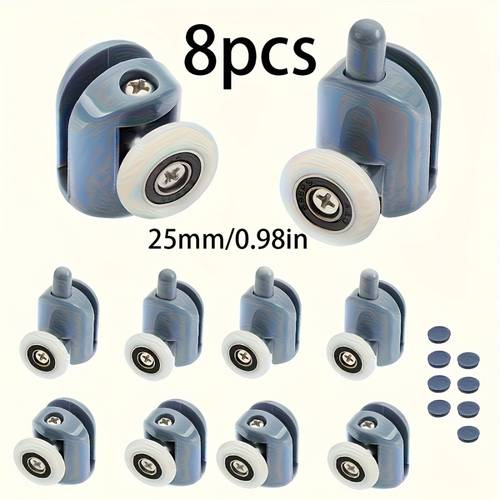 set of 8 heavy duty silent sliding shower door rollers 23mm wheel diameter 0 9 inches for smooth and suitable for glass doors ideal for home and hotel bathroom partitions sturdy construction