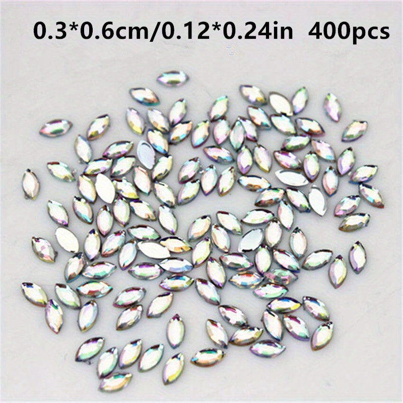 TEMU [pack Of Acrylic Rhinestones] [versatile Decorations] Sparkling Acrylic Rhinestone & Teardrop Shapes Ab Flat Back 3d Non-hotfix Decorations For