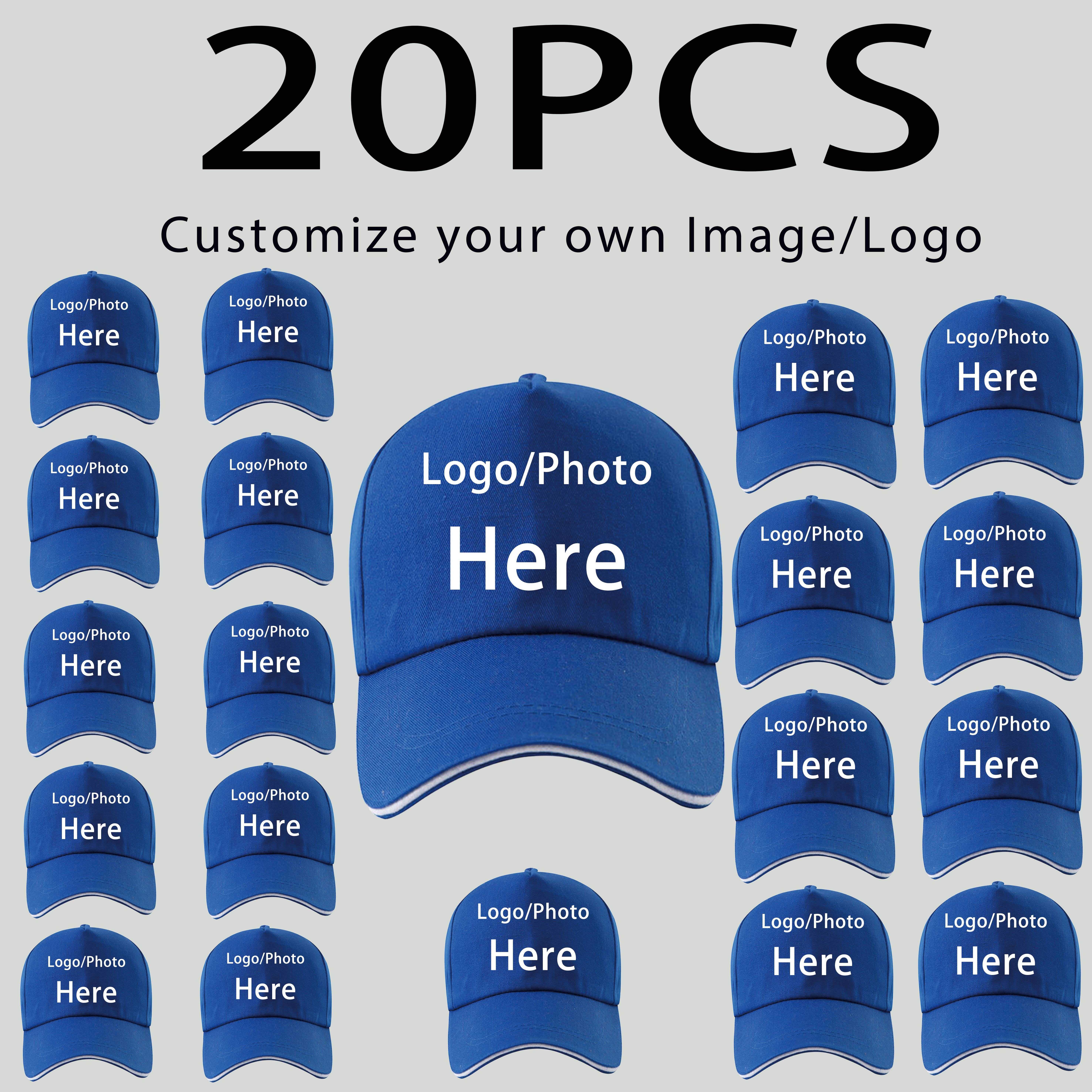20er packung   baseball caps zur anpassung - personalisierte text/logo dad hats mit verstellbarem snapback | unisex   caps in großpackung, atmungsaktives polyester (12 farben: royal/navy/orange/pink) - streetwear & events