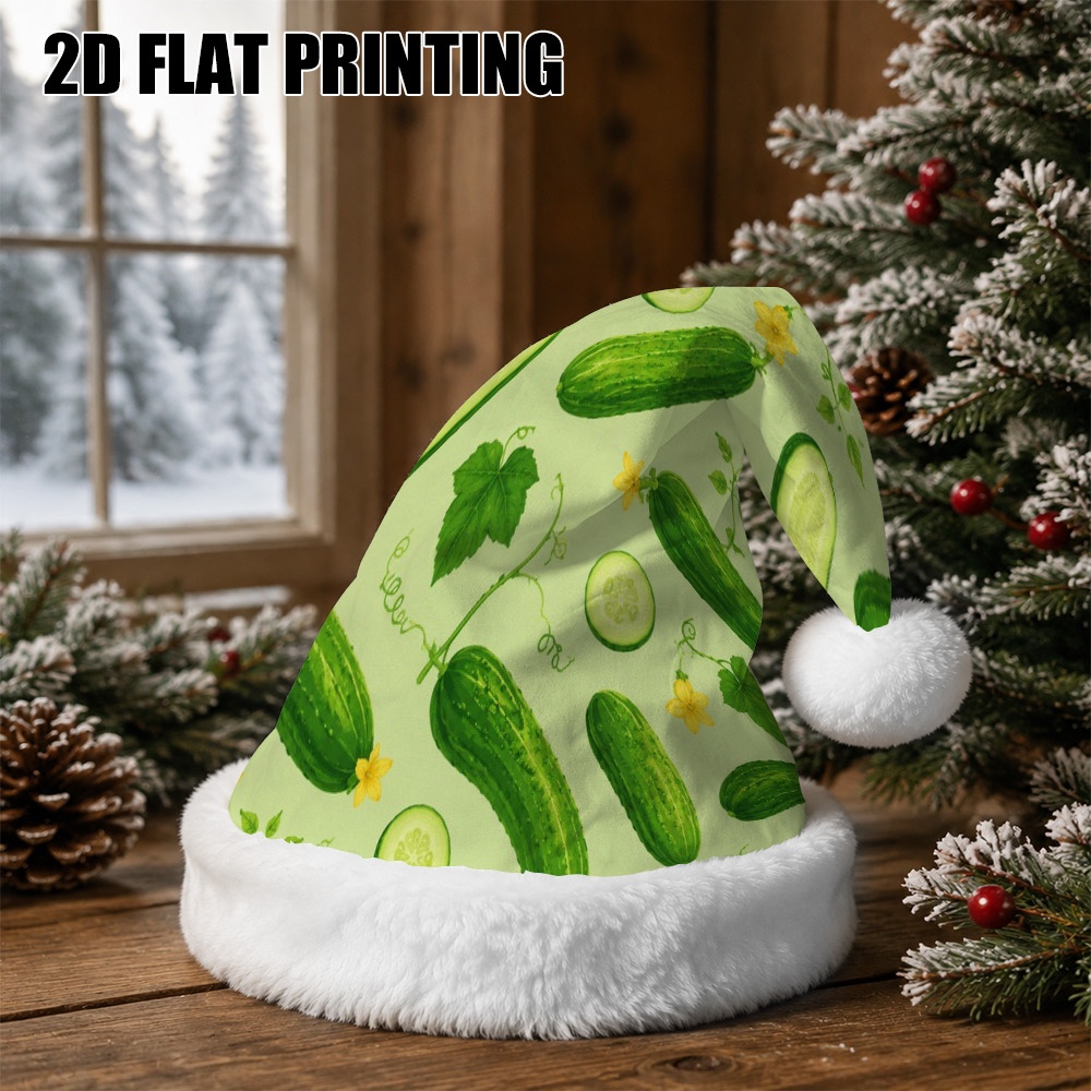 TEMU 1pc Green Cucumber Hat Suitable For Christmas, New Year, Halloween - Machine Washable With Cucumber For Cosplay, Themed Parties, Photo Shoots,